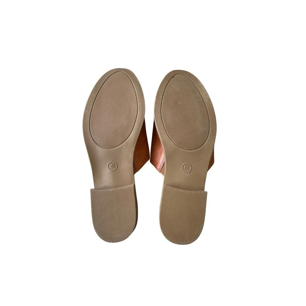 Universal Thread Maura Mules Womens 8.5 Brown Slip On Flats Vegan Preppy Neutral - Picture 7 of 7